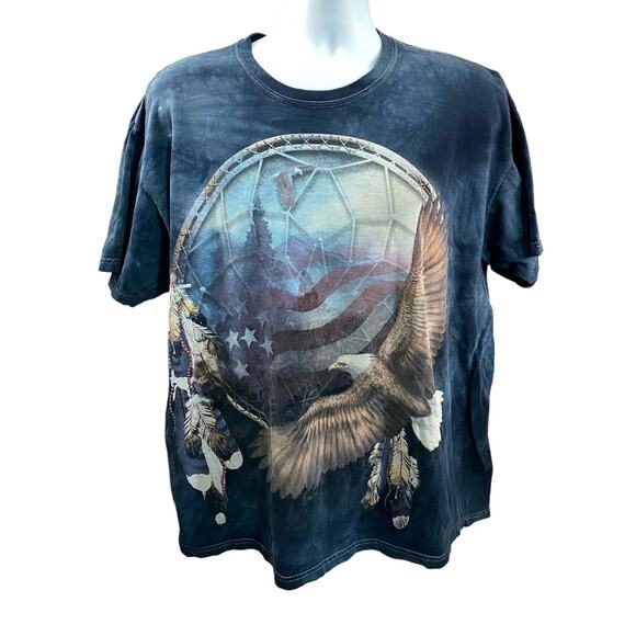 The Mountain Dream Catcher Blue Tshirt XL Bald Eagle USA Flag - Picture 1 of 9